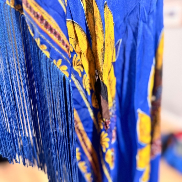 Farm Rio Mermaid Bananas Fringed Tunic Top small - Picture 3 of 4